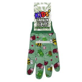 AKH® Kids Garden Gloves | One Size 3+ Years | Cotton Children's Gardening Gloves with PVC Grip Dots for Secure Grip | Kid's Garden Gloves with Colourful Garden Characters Design (Green)