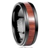 TUNGSTORY 8mm Black Tungsten Ring Hawaiian Koa Wood Mens Wedding