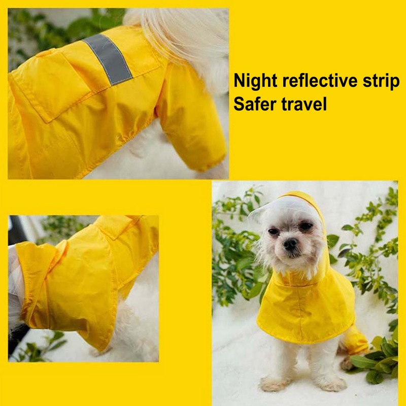 Dog Raincoat Waterproof Breathable Adjustable Hooded Dog Raincoat with Pocket