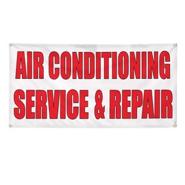 Vinyl Banner Multiple Sizes Air Conditioning Service & Repair Body Shop B Business Outdoor Weatherproof Industrial Yard Signs White 6 Grommets 36x72Inches