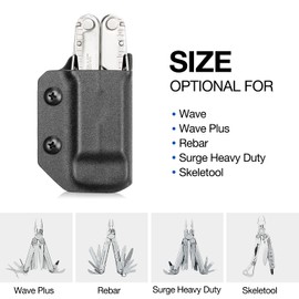 Kydex Multitool Sheath for LEATHERMAN WAVE & WAVE + PLUS/REBAR/SURGE HEAVY DUTY/SKELETOOL Multi Tool Pouch, Multi-tool not included, Kydex and Carbon Fiber Available