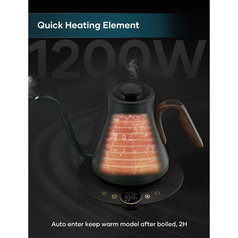 Electric Kettles, INTASTING Gooseneck Electric Kettle, ±1℉ Temperature Control, Stainless
