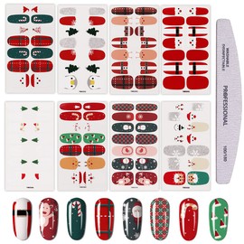 Christmas Gel Nail Polish Strips EBANKU Full Nail Wraps Real Nail Polish Xmas Nail Art Sticker Decals for Women Girls Nail Decorations(UV/LED Lamp Required)