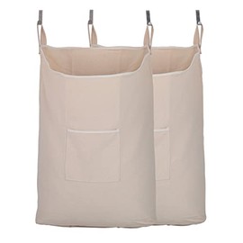 GORISEN 2 pack Laundry Collector, Laundry Hamper, Door Hanging Laundry bag with hooks (Beige, 2PC X 65Liters)