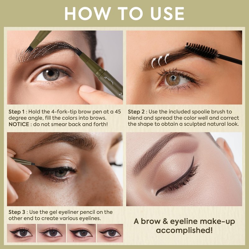UCANBE Eyebrow Pencils for Women with Spoolie Brush, Dual-Ended Eyebrow
