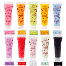 BEIJITA Whipped Cream Glue Kit - Decoden Cream Set with 10 Colors (15ml Each), Perfect for Crafting and Decorating,Ideal for DIY Crafts and Decorations