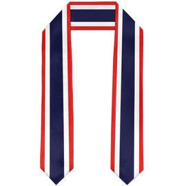 Thailand Flag Graduation Stole Satin Stole Scarf for Study Aboard International Students 72" Length