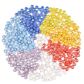 BTMIEY 12MM Mini Round Jade Mosaic Tiles, 500g Iridescent Mix Color, Art Deco Mosaic Art Kit, 3+ Years, Non-Foldable