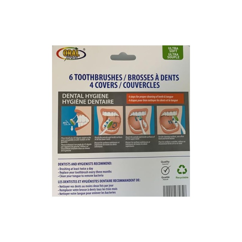 Ultra Soft Toothbrushes Value Pack, 6 Brushes, 4 Covers