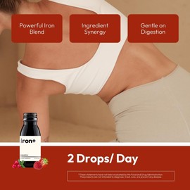 BIGVITA BIGVITA Iron+ | High Absorption Supplement with Microencapsulated Iron Drops + Folate, B6 & Cranberry Extract | No Metallic Taste, Mixed Berry Flavor, Gentle on Stomach | Energy & Hormonal Support