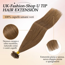 UK-Fashion-Shop Real Hair Bondings 45 cm U-Tip Human Hair Remy Real Hair Extensions Bondings 1 g/50 Strands - Light Brown #6
