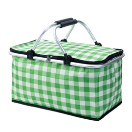 Green Picnic Basket, Large Picnic Basket for Outdoor Picnics, Picnic Basket for 2, Picnic Baskets for Camping Trips, or Travels, Foldable Camping Basket with Hand