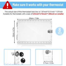 Wenqik 8 Pcs Thermostat Lock Box with Key, Clear Large Thermostat Cover on Wall, Guard Fits 7.9 x 4.7 x 2.2 Inches or Smaller