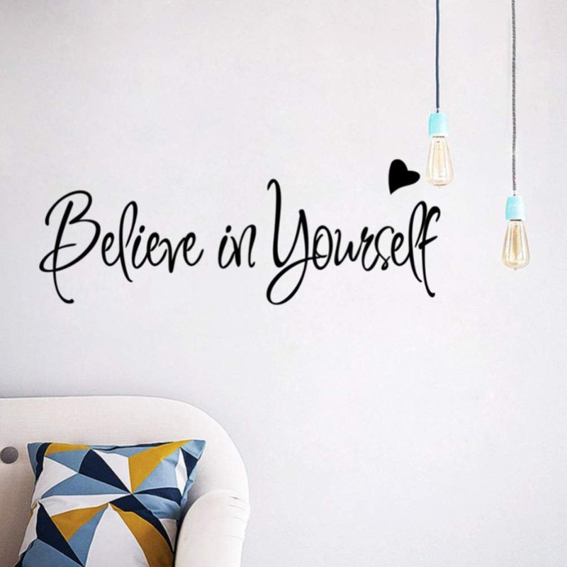 VOSAREA Believe in Yourself Wall Sticker Black for Living Room