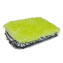 [Wash Monster] Plush Car Wash Pad (9 in. x 7 in.) Green/Black - 1 Pack | Soft & Plush Absorbent Microfiber Fibers | Large, Fits in Bucket