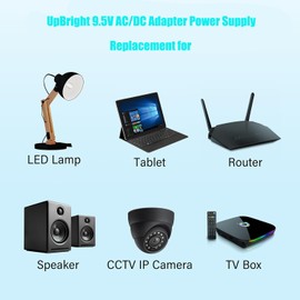 UpBright 9.5V AC/DC Adapter Compatible with Casio Casiotone CT-S200 CT-S300 CT-S100 CT-X800 CT-S200BK CT-X700 LK-S250 61-Key Keyboard Piano AD-E95100L ADE95100L LAD-6A LAD-6 9.5VDC 1A Power Supply PSU