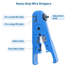 Cable Matters 2-Pack Wire Strippers/Cable Stripper in Blue, 8-16 AWG, Max 0.3 Inches/7.6mm OD Support, Adjustable Blade, Precision Cable Stripper Tool for Large Wires, Includes Cutter for Clean Cuts