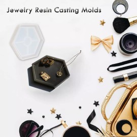 4 Moldes De Fundición De Resina Silicona Hexágono Cuadrado
