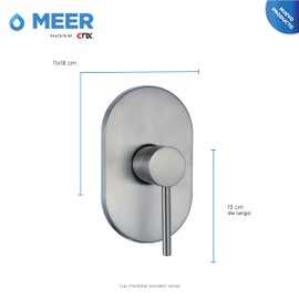 MEER FAUCETS BY CNX Mezcladora Satinada Monomando de Latón para Regadera (Diseño Ovalado) GRATIS Toallita Limpiadora (Microfibra) y Cepillo Multiusos, Mezcladora para regadera