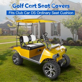 NOKINS Golf Cart Club Car DS 2000.5-Up Diamond Seat Covers Kit, Fits Club Car DS OEM Ordinary Front Seat Cushion, Golf Cart Vinyl Seat Cover, No Nails Required (White and Black)