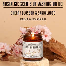Washington DC Gifts, Washington DC Decor for Home - 'There's No Place Like Washington DC Candle, w/Cherry Blossom & Sandalwood I Washington DC Souvenirs I 9oz Jar, 50Hr Burn, Made in USA