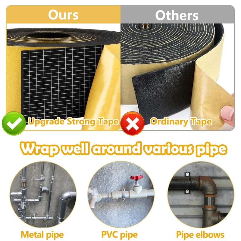 DEMEDO Pipe Insulation Tape, Pipe Wrap Insulation Foam Tape Self