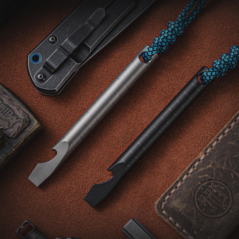 TISUR Titanium EDC Pry Bar, Keychain Prybar Multitool With Beer