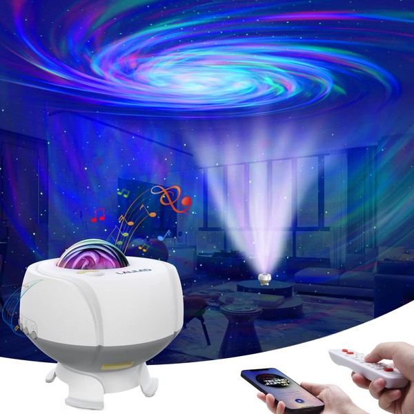 Laliled Galaxy Projector, Star Projector Night Lights for Kids, Galaxy Lamp with Nebula, Bluetooth Speaker, Remote Control, Star Lights for Bedroom, Ceiling, Kids, Disco, Home Decor, White