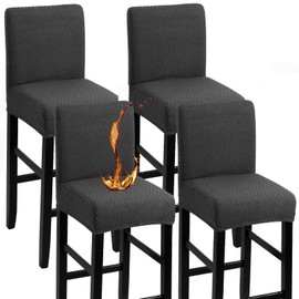 YISUN Waterproof Bar Stool Covers, Stretch Bar Stool Cover with Backrest, Removable Washable Chair Covers, Bar Stool Covers for Short Swivel Chair, Dining Room Chair, Bar Stool (4, Black)