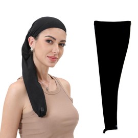 28 Inches Extra Long Hair Weave Sleeve Cap for Braids & Locs - Breathable Stretchy Hairnet Sleeve with Elastic Band | Fits Head 20-25" | for Bun, Faux Locs, Dreadlocks, Box Braids (Black)