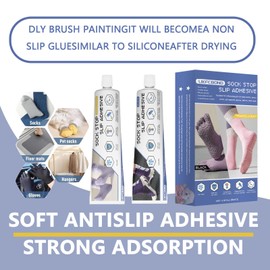 LIKFCBOND Anti Slip Sock Glue, 3.5 oz Sock Stop Glue, Transparent Washable Fabric Paint Soft Non-Slip Adhesive for Socks, Pet Socks, Floor Mats, Blankets (Clear & Black)