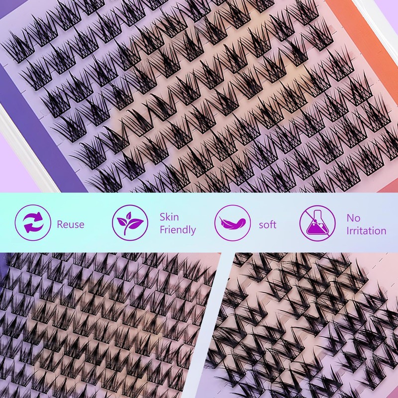 TORMEN Segment Eyelashes, 100 Pieces Segmentation False Eyelashes, Natural and