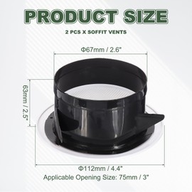 PATIKIL 3 Inch Round Air Vent Cover, 2 Pack ABS Louver Soffit Vents with Screen Ceiling Diffuser Grill Cover for Bathroom Kitchen Living Room Home Office Ventilation