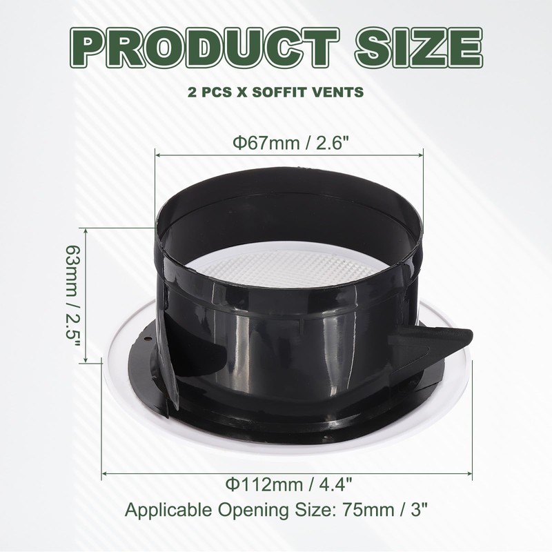 PATIKIL 3 Inch Round Air Vent Cover, 2 Pack ABS