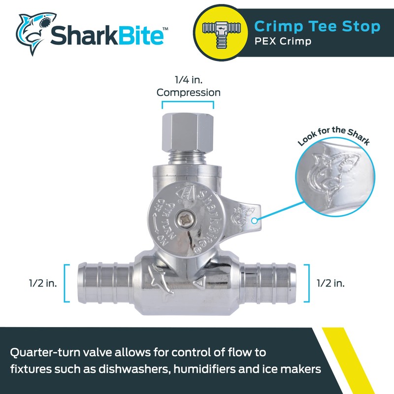 SharkBite 1/2 x 1/2 x 1/4 Inch OD Compression Crimp