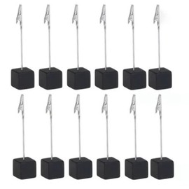 Pack of 12 Table Number Holders, Memo Clip Holder with Clip and Cube Base, Photo Clip Stand for Displaying Number Cards, Name Cards, Photos