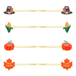 Boderier 8 Pack Thanksgiving Hair Clips Pumpkin Maple Leaf Sunflower Bobby Pins Fall Hair Accessories for Women