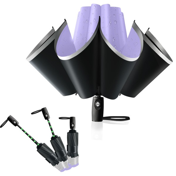 Trenovo Reverse Folding Umbrella Multi-Section Telescopic Anti-rebound Design, with Reflective