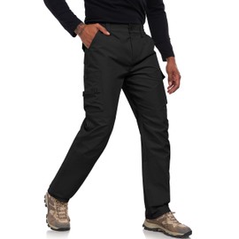 Men's Tactical Hiking Pants Water Resistant Ripstop Stretch Cargo Work Pants Lightweight Quick Dry Outdoor EDC Carpenter Utility Workwear with 7 Pockets Black