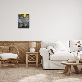 Stupell Industries Rustic Sunset Waterfall Cascading Waters Green Yellow Wall Plaque, 13 x 19