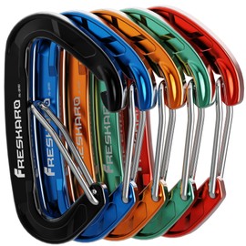 FresKaro 5pcs 15kN Wiregate caribeener clips, Carabiner Heavy Duty, Sturdy EDC Accessory clip, Not for Climbing, Large Size, Lightweight, For Hiking, Camping, Fishing, Outdoor, Backpack, Rainbow