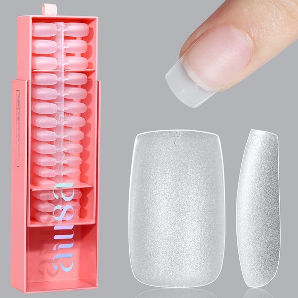 AILLSA Square Nails Tips - 450 Pcs Upgraded Matte Soft