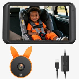 Babyvue BV2 USB Baby Car Camera Plug-Play, 4.5" 1080P Easy Setup Backseat Camera with Flexible 360 Rotation, Clear Picture Rear Facing Car Seat – Peace of Mind for Pet Owners and Parents