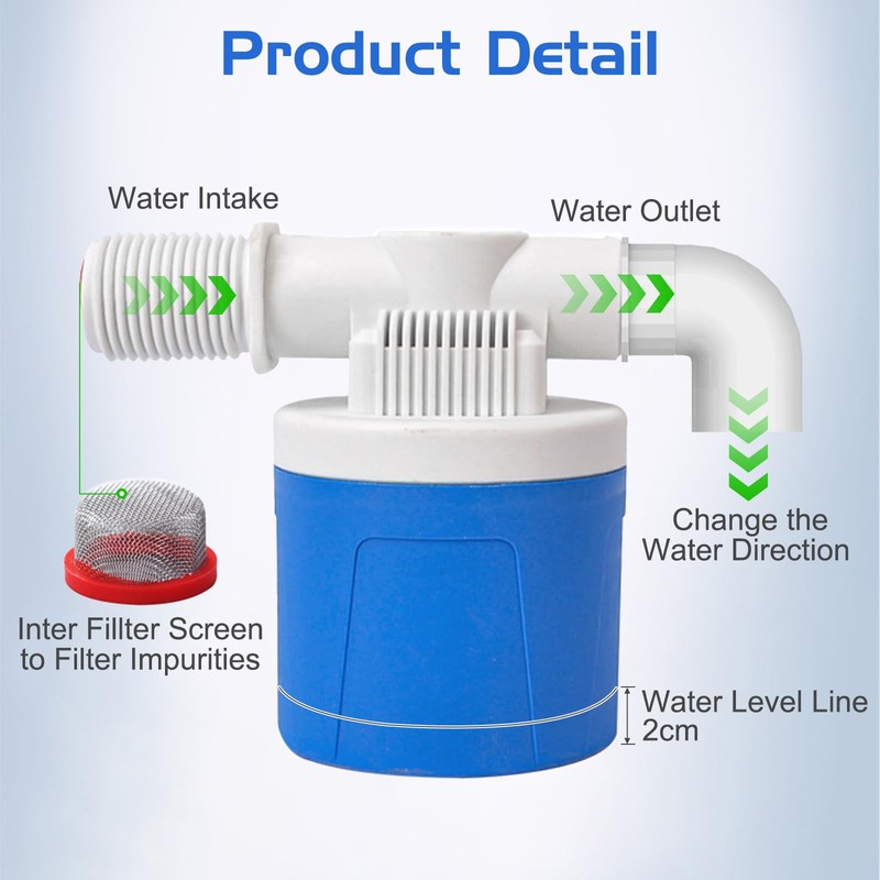 3/4" Side Inlet Water Float Valve, 2 Pack Automatic Water