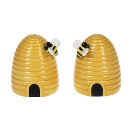 The Bridge Collection Beehive Salt and Pepper Shaker Set - Cute Bee Themed Home Decor for Farmhouse and Cottage Kitchens - Unique Dining Table Accent