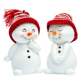 SIKORA DK32 Snowman with Knitted Hats Decorative Figures for Christmas and Winter Set of 2 Height: 11 cm