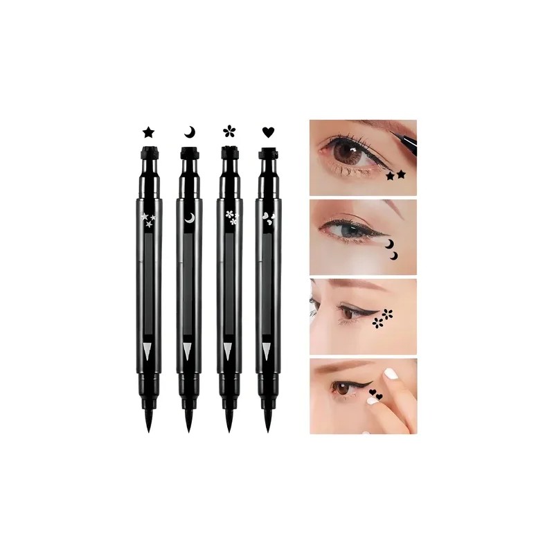 Delineador De Ojos Negro Plumón Y Sello De Figuras Belleza