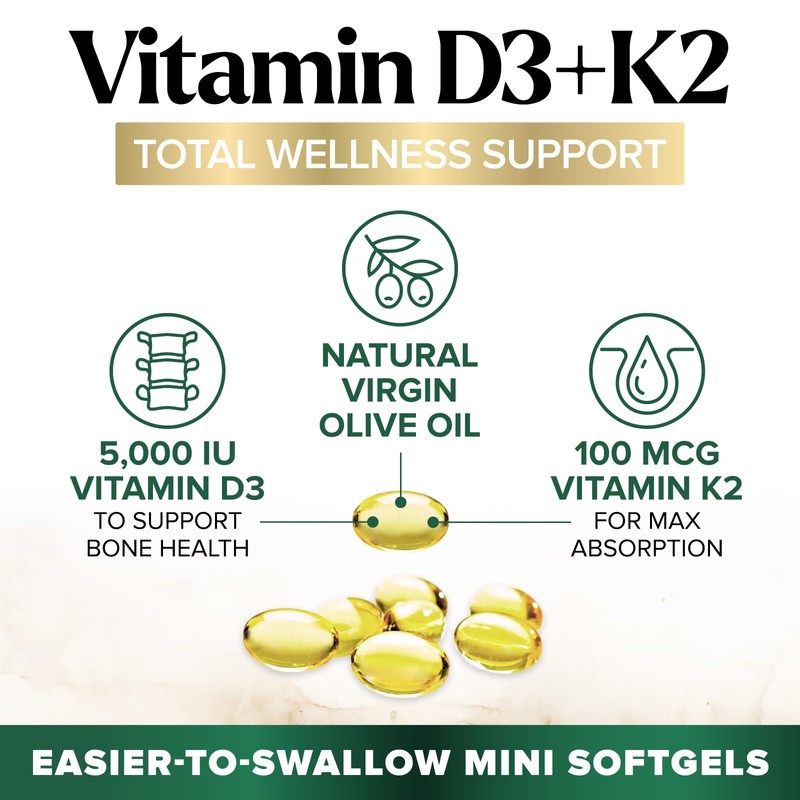 Vitamin D3 K2 Supplement | 5000 IU Vitamin D3 &