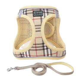 ideamall Dog Harness, Small Dogs and Cats, Harness, For Cats, Clothes, Mesh Material, For Walks, Easy To Put On And Take Off, Beige (S)