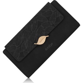 ArtsEye Wallets for Women PU Leather Large Capacity Wallet for Women RFID Blocking, black, Modern